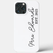 Minimal Cursive Mrs. Custom Last Name Wedding Gift Iphone 13 Pro Max Case at Zazzle