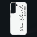 Minimal Cursive Mrs. Custom Last Name Wedding Gift Samsung Galaxy S22  Case<br><div class="desc">This is a Minimal Cursive Custom Mrs. Last Name Wedding Gift Samsung Galaxy Phone Case!</div>