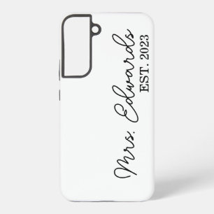 Minimal Cursive Mrs. Custom Last Name Wedding Gift Samsung Galaxy S22+ Case