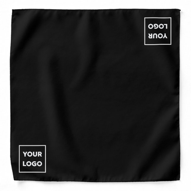 Minimal Custom Business Logo on Black Bandana (Front)