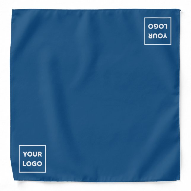 Minimal Custom Business Logo on Blue Bandana (Front)