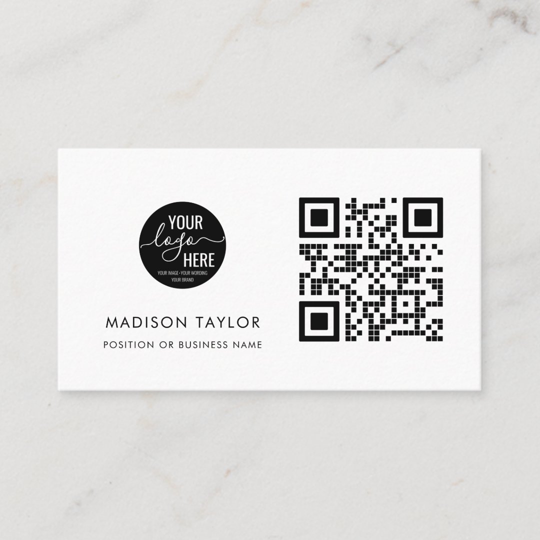 Minimal Custom Company Logo QR Code Basic Business Card | Zazzle