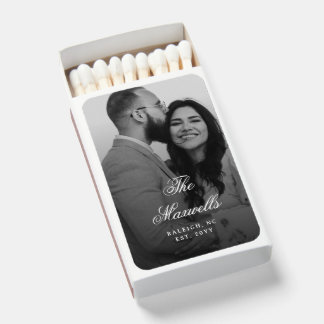 Minimal Custom Couples Wedding Photo Matchboxes