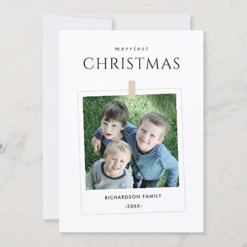 MINIMAL CUSTOM FAMILY PHOTO MERRIEST CHRISTMAS HOLIDAY CARD