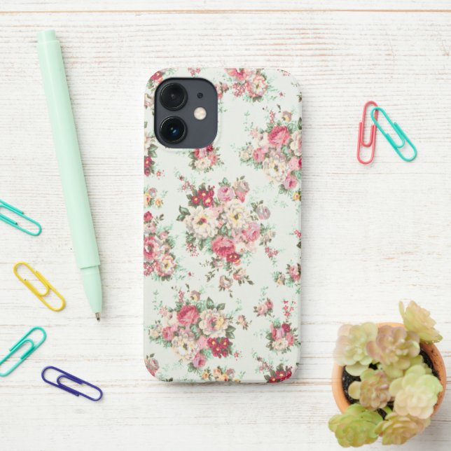 Minimal Custom Floral Photo iPhone Case (On Desk)