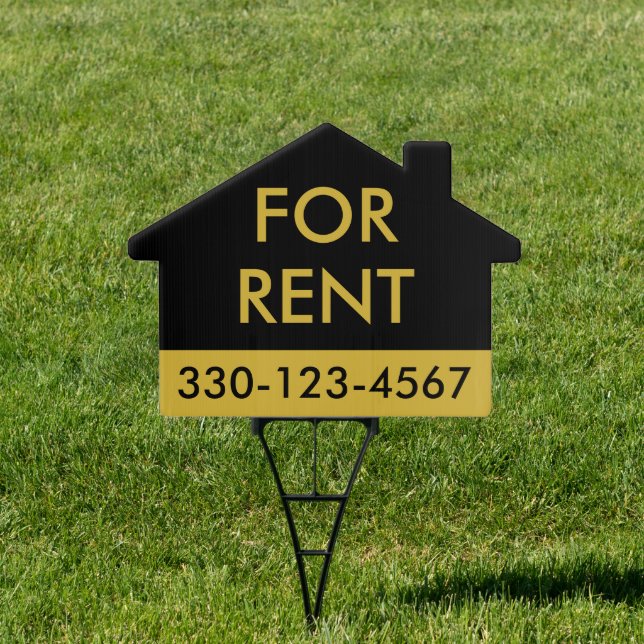 Minimal Custom Gold For Rent Realty Lawn Signage  (Insitu)