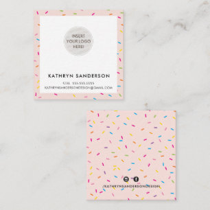 MINIMAL CUSTOM LOGO modern blush pink sprinkles Square Business Card