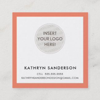 MINIMAL CUSTOM LOGO modern chic retro orange Square Business Card