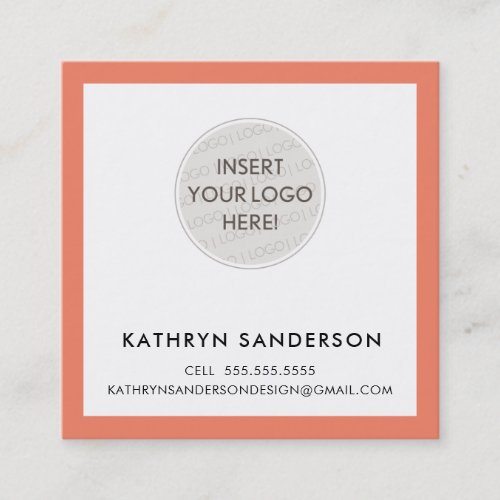 MINIMAL CUSTOM LOGO modern chic retro orange Square Business Card