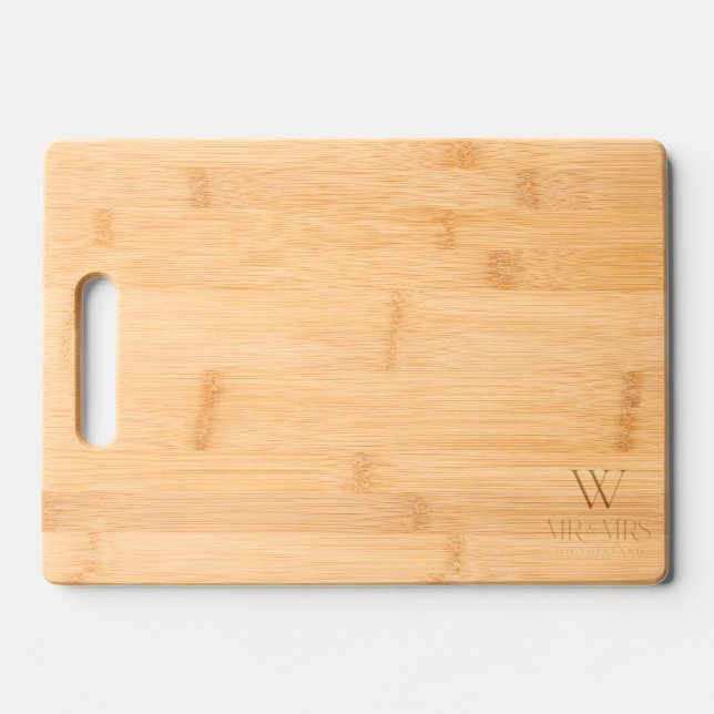 Disover Minimal Custom Monogram Mr & Mrs Couples Name Cutting Board