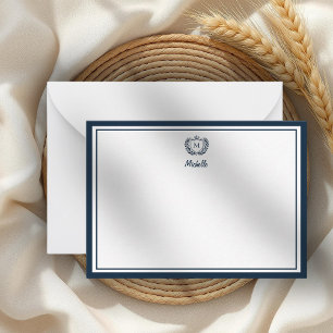 Minimal Custom Monogram Name Royal Crest Emblem No Note Card
