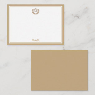 Minimal Custom Monogram Name Royal Crest Emblem Note Card
