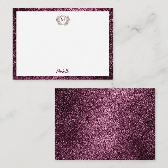 Minimal Custom Monogram Name Royal Crest Emblem Note Card (Front/Back)