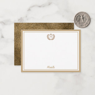Minimal Custom Monogram Name Royal Crest Emblem Note Card