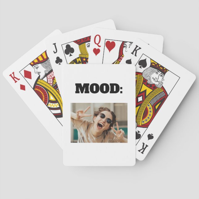 Minimal Custom MOOD Funny Add Photo Poker Cards (Back)