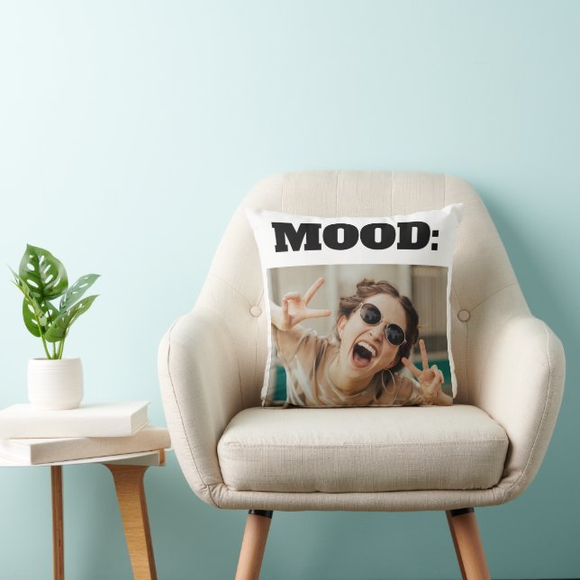 Minimal Custom MOOD Funny Add Photo  Throw Pillow (Chair)