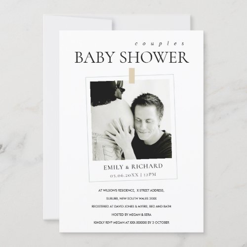 MINIMAL CUSTOM PHOTO COUPLES BABY SHOWER INVITE