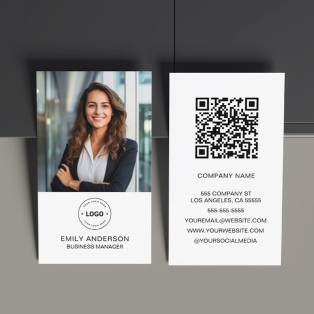 Minimal Custom Photo Logo Business Card (Create your own custom photo, logo, QR Business Card by MINTIC DESIGN STUDIO)