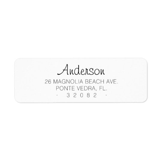 Minimal Custom Return Address 04 . Script Font . Label