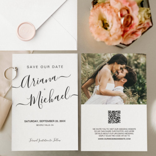 Minimal Custom Script Names photo Wedding website Save The Date