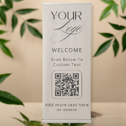 Minimal Custom Text Pastel Vanilla QR Code Logo Retractable Banner