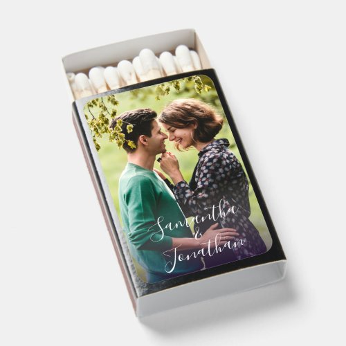 Minimal Custom Text  Photo Simple Wedding Favor Matchboxes