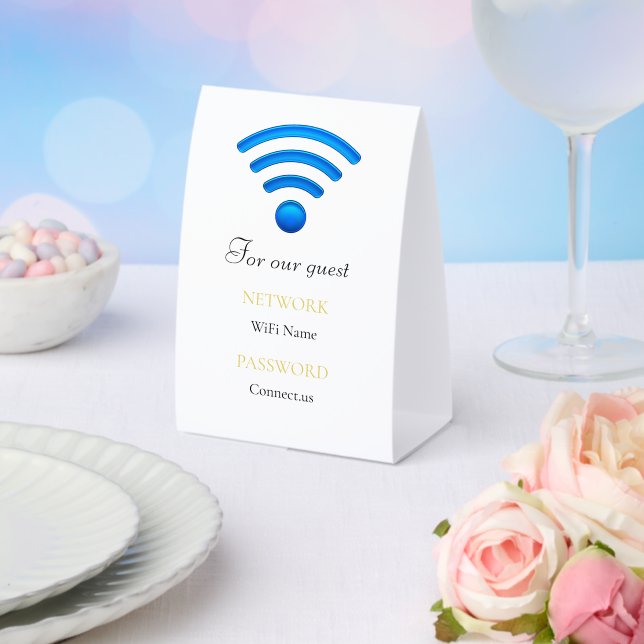 Minimal  Custom WiFi Info Display Stand  Paper Table Tent (Insitu(Wedding))
