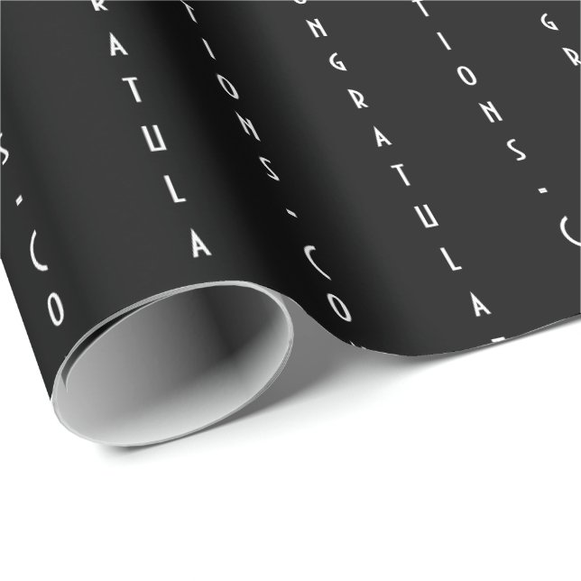 Minimal Customizable Black CONGRATULATIONS Wrapping Paper (Roll Corner)