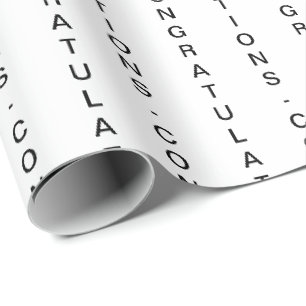 Minimal Customizable White CONGRATULATIONS Wrapping Paper