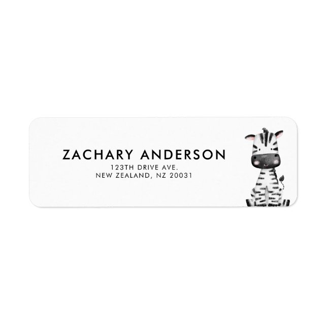 Minimal Cute Baby Zebra Kids Lab Label (Front)