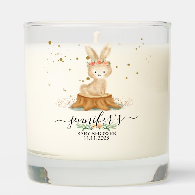 Minimal Cute Bunny Rabbit wildlife forest baby Scented Candle (Front)
