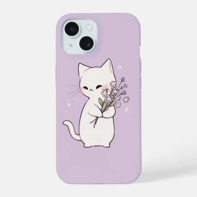 Minimal cute cat iphone case (Back)