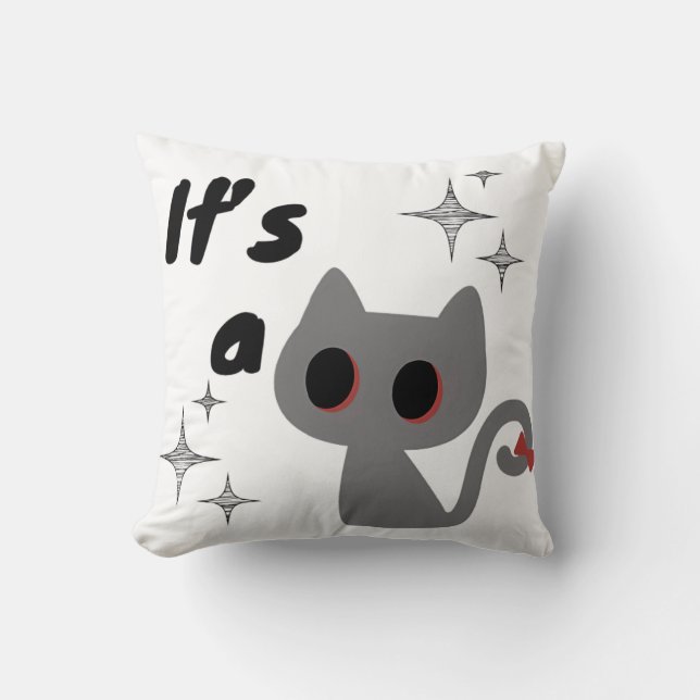  Minimal Cute Cat It’s a  Throw Pillow (Front)
