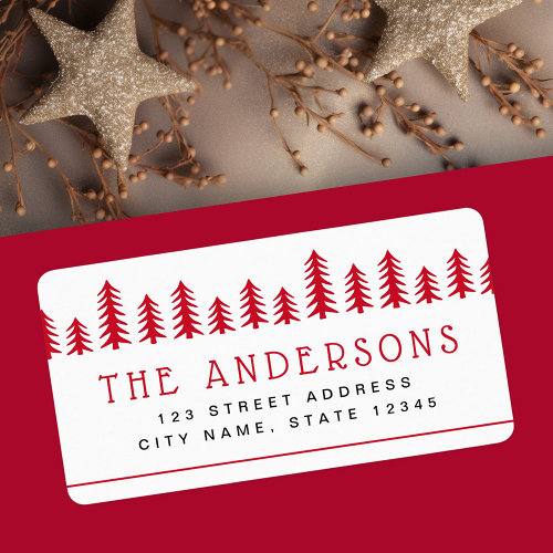 Minimal cute Christmas tree holiday return address Label
