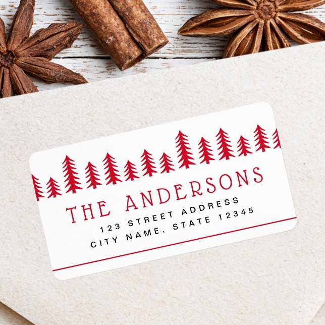 Minimal cute Christmas tree holiday return address Label (Minimal cute Christmas tree holiday return address Label)