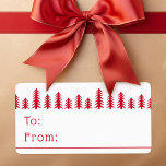 Minimal cute Christmas trees red white Label<br><div class="desc">To from gift labels featuring cute,  red Christmas trees and the text "to" and "from" in red on a white background.</div>
