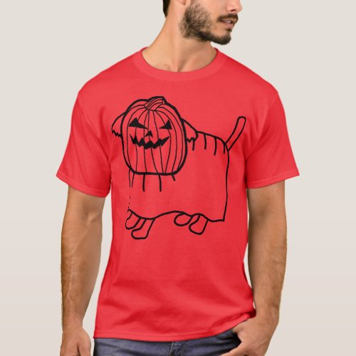 Minimal Cute Dog Wearing Halloween Horror Costume T_Shirt