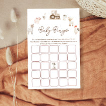 Minimal Cute Farm Animals Baby Shower Game BINGO Flyer