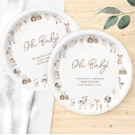 Minimal Cute Farm Animals Barnyard Baby Shower Paper Plates<br><div class="desc">Welcome to our Heart warming Minimal Cute Farm Animals Barnyard Baby Shower Paper Plates, where love grows alongside the crops and the gentle sounds of the barnyard echo through the fields. This enchanting invitation captures the essence of rustic charm and timeless joy, featuring adorable farm animals painted in soft watercolors...</div>
