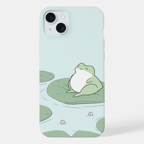 Minimal cute frog iPhone 15 plus case
