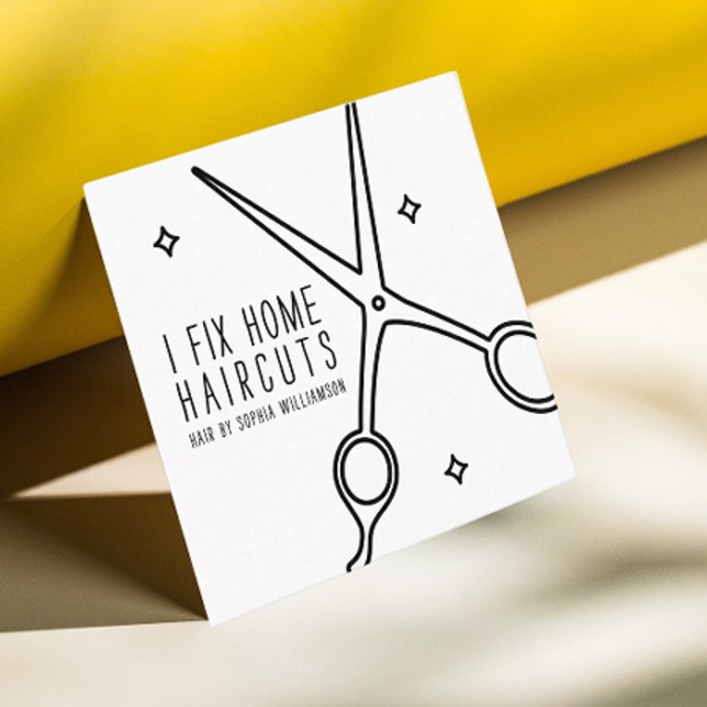 Minimal Cute Hair Stylist Scissor Star Square Business Card (Creator Uploaded)
