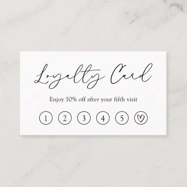 Minimal Cute Heart QR Code Modern Elegant Loyalty Card (Front)
