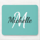 Minimal Cute Light Blue Monogram Initial + Name