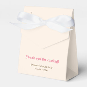 Minimal Cute Pink Bow Birthday Thank You Favor Boxes