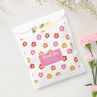 Minimal Cute Pink Yellow Red Orange Floral Pattern Favor Bag