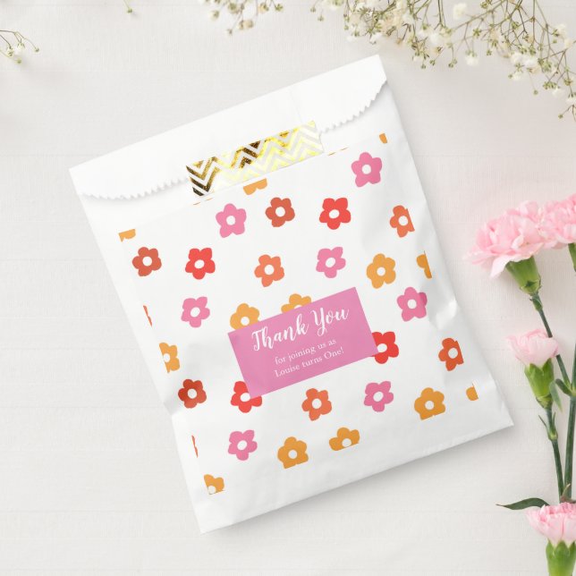 Minimal Cute Pink Yellow Red Orange Floral Pattern Favor Bag (Sealed)