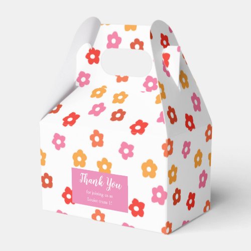 Minimal Cute Pink Yellow Red Orange Floral Pattern Favor Boxes