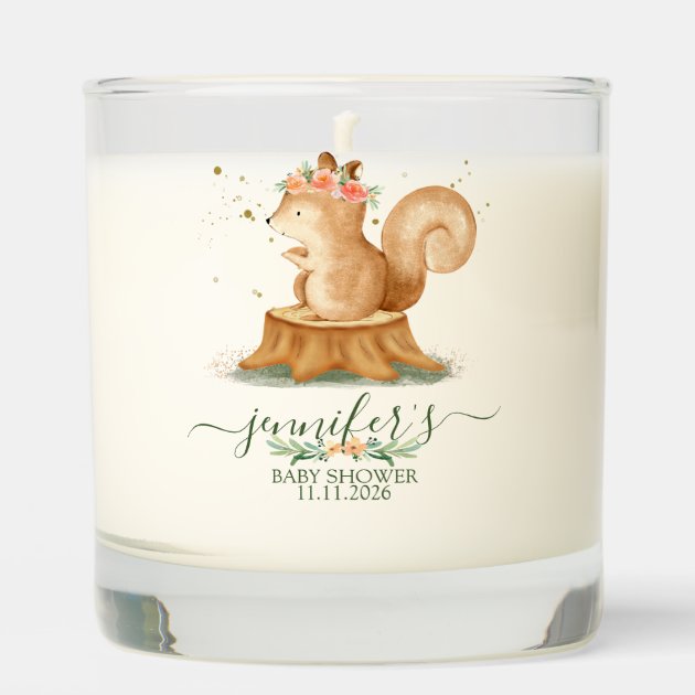 Minimal Cute Squirrel wildlife forest baby Scented Candle