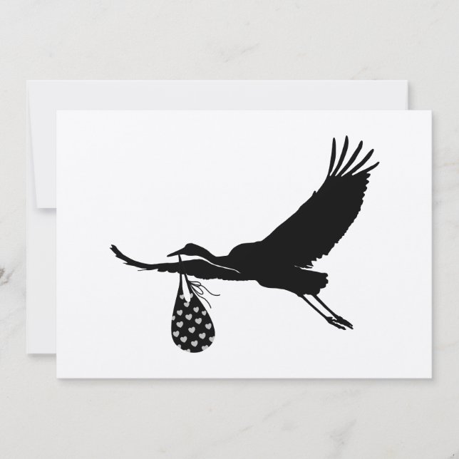   Minimal Cute Stork Unisex Baby Shower Invitation (Front)