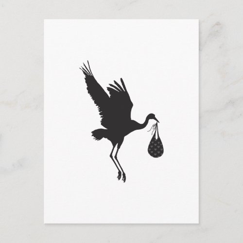   Minimal Cute Stork Unisex Baby Shower Invitation Postcard